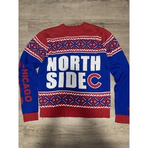 Chicago Cubs Sweater Men Medium Red Blue Crewneck Pullover Knit Xmas Ugly MLB M